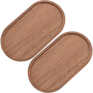 Mevronisshop-2 Plateau Ovale En Bois Assiettes De Service En Bois Plateau Rustique Ottoman D&eacute;coratif Plateaux De Comptoir De Salle De Bain Pour Petit D&eacute;jeuner Au Lit Aliments Fruits Caf&eacute; 18.9x10.4cm - Neuf