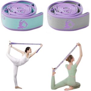 Elastic Band 2 Pieces Yoga Straps Elastic Bodybuilding Stretch Band Yoga Straps Band Exercise Strap Elastic For Stretching Body,8 Buckles - Neuf
