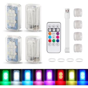 4pcs Lumière Stroboscopique Pour Drone, 8 Couleurs 10 Modes D'éclairage Rechargeables Avec Télécommande Clipser Stroboscopiques Sans Fil/Feux De Course Pour Coureurs - Neuf