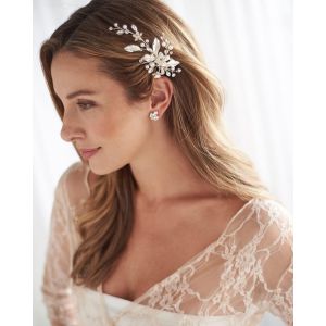 Kal-Accessoire Cheveux Mariage, Bijoux Cheveux Mariage Élégantes/Barrette De Cheveux Femme/Diademe Femme/Peigne Cheveux,Broche Cheveux Raffiné Coiffe Avec Perle Strass Cristal Pour Filles,Argent - Neuf