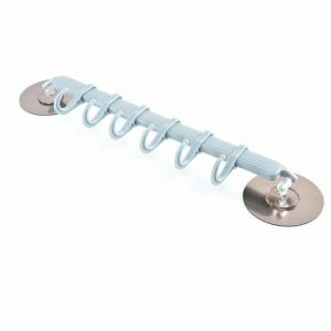 Porte Ustensiles Cuisine à 6 Crochets Ajustables, Bleu rotatif Murale en Accroche Tringle pour Salle de bain, Salon, Barre - Neuf
