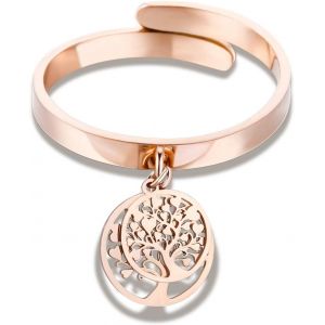 Kal-Bague Femme Pendentif Arbre De Vie - Bague Ajustable En Argent Et Or Rose - Cadeau Anniversaire Saint Valentin Femme - Neuf