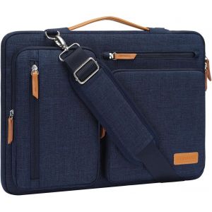 Laptop Bag, Laptop Bag 13-13.3 Inches Compatible with Macbook, HP, Dell, Laptop Bag, Open Side Messenger Bag with 4 Zipper&Handle Pockets, Navy Blue - Neuf