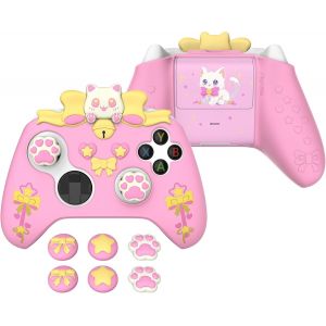 Coque Protection Pour Xbox Series X/S Manette,Housse Silicone Avec Capuchon Joystick & Autocollant Pour Xbox Core Controller Accessoires-Rose,Design Chérie Kitty - Neuf