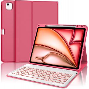 Kalanka-Clavier Pour Ipad Air 13 Pouces M3 2025 - Coque Clavier Pour Ipad Air 13 Pouces M2 2024, R&eacute;tro&eacute;clairage 7 Couleurs, Azerty - Neuf