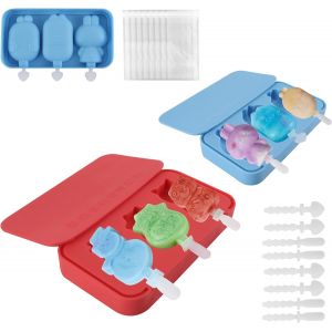 Kal-Moule Glace, 2pcs Moule Glace Bebe Popsicle Moule Moule À Glace Silicone Dessin Animé Moule Glacé Ensembles Moules Popsicle Pour Préparation Popsicles, Moules À Crème - Neuf