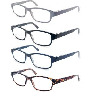 Un Paquet De 4 Lunettes De Lecture Pour Homme,Lunettes Loupe Leger Durable Branches A Ressort Confortable De Couleurs Melangees - Neuf
