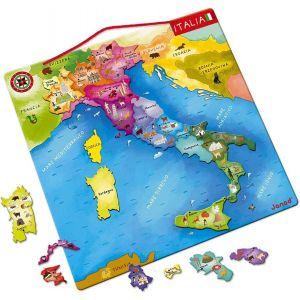 Mdy-- Carte D'italie Magnétique - Puzzle Enfant En Bois - 20 Pièces Aimantées - Découvrir Et Mémoriser - Jeu Éducatif Géographie - Dès 7 Ans, J05488 - Neuf