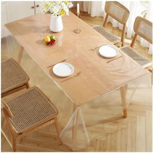 Chenquansarl-Nappe En Pvc Transparente &Eacute;paisse 140 X 180 Cm,Nappe Rectangulaire Plastique,Toile Cir&eacute;e Transparente,Film Protection De Table,Nappe De Table Anti Tache,Nappe Exterieur Impermeable Jardi - Neuf