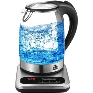 Forme Bouilloire &Eacute;lectrique En Verre Thermostat R&eacute;glable 1.7 Led Bleu I Contr&ocirc;le De Temp&eacute;rature R&eacute;glable 40-100&deg;C I Transparente Temp&eacute;rature Variable I Fonction De Maintien Au Chaud I Sans Bpa - Neuf