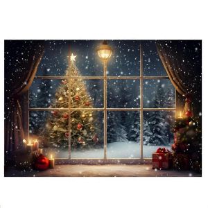 210x150cm Fond De No&euml;l En Tissu Arbre De No&euml;l De Flocon De Neige D&eacute;coration De Partie Des Enfants De La Photographie - Neuf