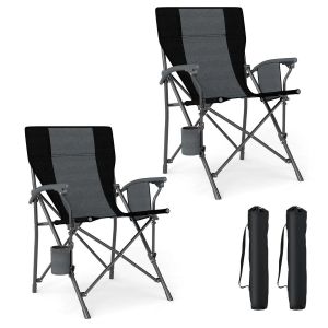 Lot De 2 Chaises De Camping Pliant 59 X 63 X 89 Cm Charge Max 160 Kg Design Pratique En Tissu Oxford Noir Helloshop26 20_0012415 - Neuf