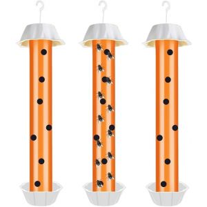 KALANKA-3 Pièces Piège à Mouches des Fruits, Anti Moucherons Intérieur Attrape Mouches Cuisine avec Crochet de Suspension Suspendus Bâton Piege a Moucherons pour Intérieur et Extérieur (Orange) - Neuf