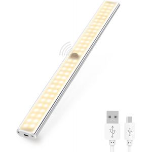 Lampe D'Armoire 6 Led Avec Détecteur De Mouvement, Bande Magnétique, Fonctionne Avec Des Piles (Non Incluses) Veilleuse Chaude Polyvalente De 10 Cm, Cuisine, Couloir, Salle De Bain, Escalier. - Neuf