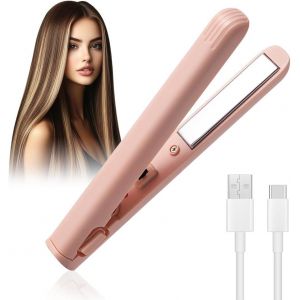 KAL-Fer À Lisser Sans Fil Portable, 2 En 1 Fer À Lisser Bouclés Et Fer À Friser Rechargeable Avec Des Températures Réglables - Neuf