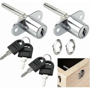 Serrure de tiroir de bureau Pcs avec clés Serrure à cylindre en alliage de zinc compatible avec casier d'armoire de bureau à 3 tiroirs en bois (trou de serrure de 16 mm) - Neuf