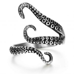 Bague Pieuvre En Acier Inoxydable Homme Et Femme Bague Rétro Nuit Atelier Punk Nouvelle Bague Pieuvre Tache - Neuf