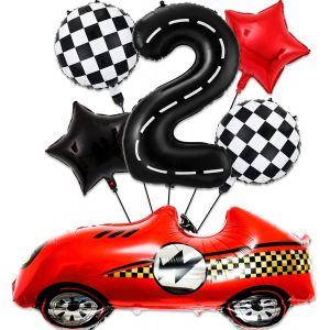 SJZG-Balloon Anniversaire Voiture 2 Ans,Deco Anniversaire Cars 2Ans,Ballons De Course Pour Voiture,Ballon Anniversaire 2 Ans,Kit Ballon Anniversaire 2Ans,D&eacute;coration D'Anniversaire Ballons Pour Enfant - Neuf