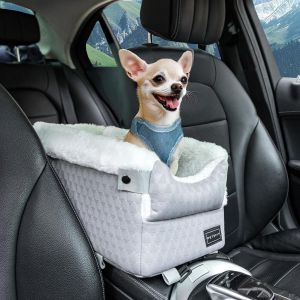 Si&egrave;ge Auto Pour Chat Chien, Panier Chat Voiture Pour Petit Animal De Compagnie Avec Crochets De Protection S&ucirc;rs, Si&egrave;ge Auto De Voyage Amovible Et Lavable Pour Chien,Gris - Neuf