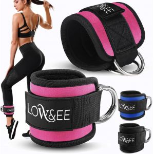 Lot De 2 Chevilles Poulies De Gymnastique-Sangle Cheville Musculation Poulie Pour Rembourrée Pour Femmes Et Hommes-Sangle De Cheville Pour Machine De Câble Fitness Et Gym (Rose) - Neuf