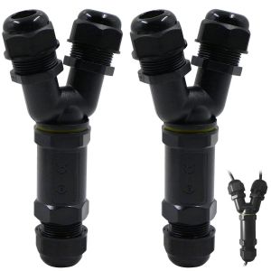 Connecteur C&acirc;ble Bo&icirc;te Jonction &eacute;tanche - Plein Air D&eacute;rivation 3 P&ocirc;les Distribution Ext&eacute;rieure Cosses Terre Manchon Y Manchons Bo&icirc;tier &eacute;lectrique Connecteurs C&acirc;bles &eacute;tanches - 2pcs, 10-14mm - Neuf