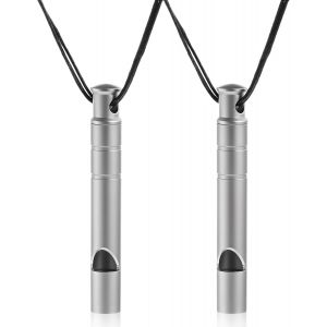 Lot De 2 Sifflets D'urgence En Titane Inoxydable Avec Système Innovant À Double Trou 120 Db-Embouchure Polie Compacte-Pour L'extérieur,Le Camping,La Randonnée,Les Urgences Pour Les - Neuf