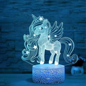 Veilleuse Licorne, Veilleuses Pour Enfants, Cadeaux Licorne Pour Filles, Télécommande 16 Couleurs Changeantes Avec Interrupteur Tactile, Lumière De Nuit Tridimensionnelle Variable, Cadeau Par - Neuf