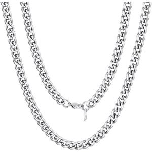 Trahoo-Collier Homme Chaîne Cubaine Femme De 3/6/9/12mm En Acier Inoxydable 316l/Plaqué Or - Longueur De 35cm/45cm50cm/55cm/60cm/65cm/70cm/75cm - Neuf