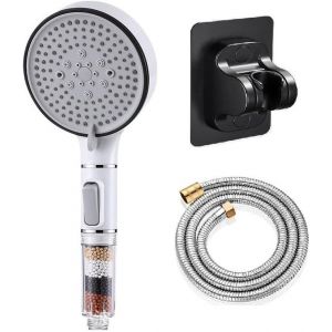 VIOU-Pommeau De Douche,Pommeau De Douche Filtre,Douchette Main Haute Pression Avec 5 Types,Douchettes À Main Filtrées Avec Flexible De 1,5M,Spa Pomme De Douche Pour Eau Dure,Chlore Résiduel (Stlye - Neuf