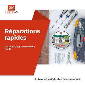 MEVRONISSHOP-Ruban Adh&eacute;sif Double Face Extra Fort Noir - Ruban Parfait pour Montage Durable et Adapt&eacute; &agrave; l'industrie Automobile, Les Moulures, Les LED, L&iquest;&eacute;tanch&eacute;it&eacute; - 1mm D'&eacute;paisseur (1, Noir, 50mm) - Neuf