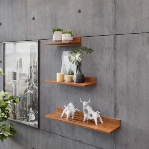 TIANYI-&Eacute;tag&egrave;re Murale Rangement 69 x 8 x 19 cm WM055-ER Tablette Flottante Ch&ecirc;ne Marron Rustique - Neuf