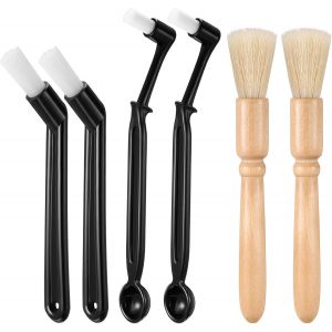 Jgd-6 Pi&egrave;ces Set De Brosse De Nettoyage De Machine &Agrave; Caf&eacute; Outil De Brosse De Nettoyage De Machine Avec Cuill&egrave;re, Brosse De Nettoyage De Moulin &Agrave; Caf&eacute;, Brosse &Agrave; Manche En Bois Et Poils Doux - Neuf