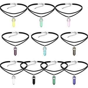 10 Pièces Colliers En Cristal Pendentif En Quartz Hexagonal Naturel Colliers En Cristal De Guérison Pour Les Femmes Filles - Neuf