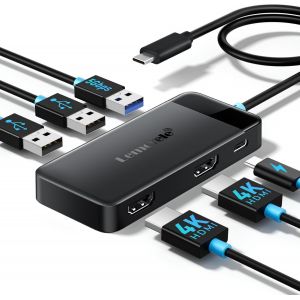 6 In 1 Usb C Hub, Dual Hdmi 4K, Pd 100W, Usb 3.0, 2*Usb 2.0, Docking Station For Macbook, Dell, Surface, Steam Deck, Switch - Neuf