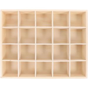 Boîte De Rangement En Bois Pour Objets De Collection À 20 Cellules-Boîte De Rangement En Bois Inachevée-Organiseur De Chaussettes-Boîte De Rangement Pour Sous-Vêtements,Bijoux,Objets - Neuf