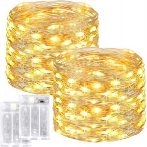 Lot De 2 A Pile Avec Minuterie, 12 M 120 Led Guirlande Led À Pile Lumières De Fée Fonctionnant Avec Des Piles (Aa) Décoration Fête Noël Halloween Mariage - Neuf