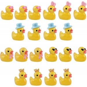 NouvelHorizonstore-60 PCS Mini Canard Lumineux Jaune Sculpture R&eacute;sine DIY D&eacute;coration Ornement de Bureau Artisanat D&eacute;coration Paysag&egrave;re Miniature Int&eacute;rieure et Ext&eacute;rieure Jardin Paysage Ornement de Co - Neuf