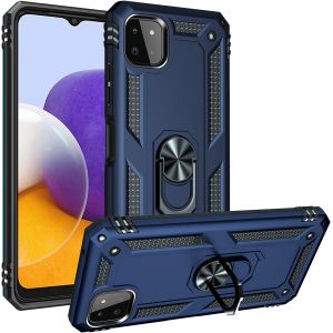 Kal-Coque Pour Samsung Galaxy A22 5g (No 4g) + Protecteur D'écran, Double Couche Hybride Ultra Armure Housse Étui De Protection Antichoc Armor Bumper Cover Avec Stand, Or - Neuf