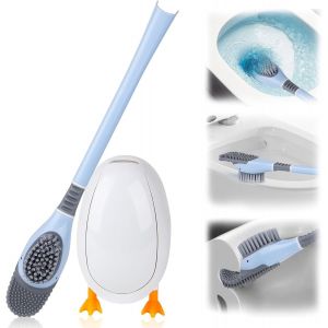 Kal-Brosse Toilettes Wc, Murale/Sur Pied Brosse Wc, Brosse Wc Silicone Avec Autocollants Muraux, Balai Toilette Wc Avec Du Silicone Et Des Poils Durs, Brosse Toilette Pour Montage Au Sol Et Mural (Bl - Neuf