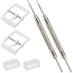 Eryi-2 Sets Boucles Bracelet De Montre Et Kits De Boucle Avec Outils De Barre À Ressort Compatible Avec Swatch Largeur Interne 16mm Pièces De Rechange Bracelet De Montre, Blanc - Neuf