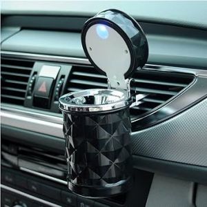 Cendrier portable à LED avec couvercle Motif en losanges Avec support pour voiture - Neuf