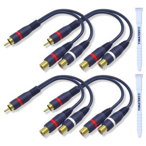 Câble Répartiteur RCA Câbles Audio Adaptateur Câble Y RCA 1 Mâle à 2 Femelles Doubleur R-C-A Audio pour Caisson de Basse Voiture, Haut-parleur, Home Cinéma (15cm, 1 Mâle à 2 Femelle, Paquet de 4) - Neuf