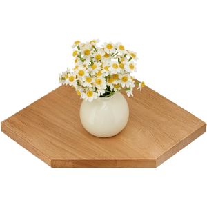 Cmwx-Étagère D'angle Flottante En Chêne Rustique Avec Extrémité Arrondie Petite Étagère D'angle Murale Haut-Parleurs, Livres, Décorations Étagère D'angle En Bois (Naturel, 30 Cm) - Neuf