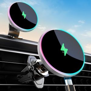 JGD-15W Support Telephone Voiture Induction, Telephone Voiture Magn&eacute;tique Chargeur &iquest;Rotation &agrave; 360&deg;&iquest; Chargeur pour Magsafe Voiture pour iPhone 16/15/14/13/12 s&eacute;ries - Neuf