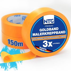 Premium Goldband 3 Rouleaux 30 Mmx50 M = 150 M Ruban De Peintre Professionnel Pour Des Bords Parfaits Ruban Cr&ecirc;pe,Ruban De Masquage & Washi Ruban De Masquage Extra Fort - Neuf