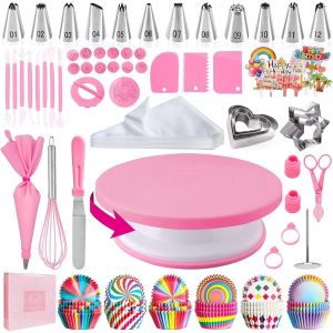 Jexnovashop-Kit Patisserie, Plateau Tournant Patisserie, Poche A Douille Patisserie, Ustensiles &Agrave; P&acirc;tisserie, Kit Patisserie Professionnel, Accessoire Patisserie (255 Pi&egrave;ces) - Neuf