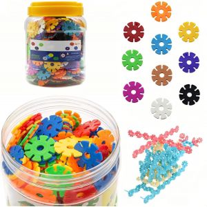 lbgwp60-Jouets De Construction Dimensionnels Pour Enfants, Bouchon De Bo&icirc;te De Tr&egrave;fle Jaune. Grand Ensemble De Bouchons De Flocons De Neige, Jouets Montessori Pour 1 An Et Plus, Jouets De Puzzle Pour - Neuf