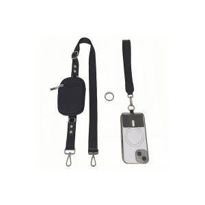 Lani&egrave;re bandouli&egrave;re pour t&eacute;l&eacute;phone avec portefeuille amovible pour t&eacute;l&eacute;phone, cartes et cl&eacute;s - Neuf