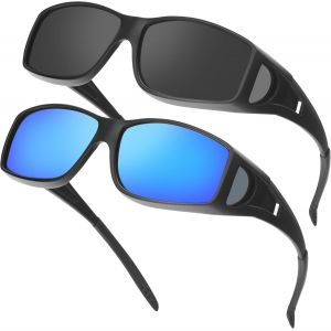 Kathlelxh-Sur Lunette De Soleil Polarisées Lunettes De Soleil Homme 2 Paires Surlunettes De Soleil Femme Homme Conduite Vélo Peche Protection Uv400 0311[H161] - Neuf