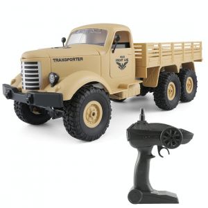 Voiture Télécommandée 6WD Tout-Terrain Militaire avec Phare et Suspension Jaune YONIS - Neuf